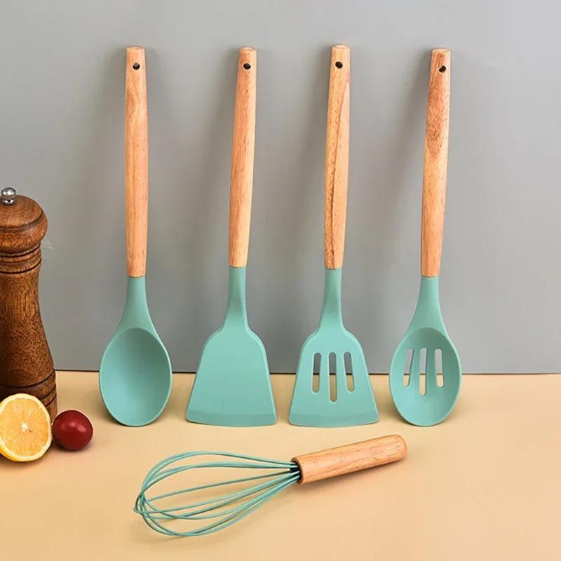 Colorful Silicone Cooking Utensils Set - 12 Durable Non-Stick Kitchen Tools for Effortless Food Rele