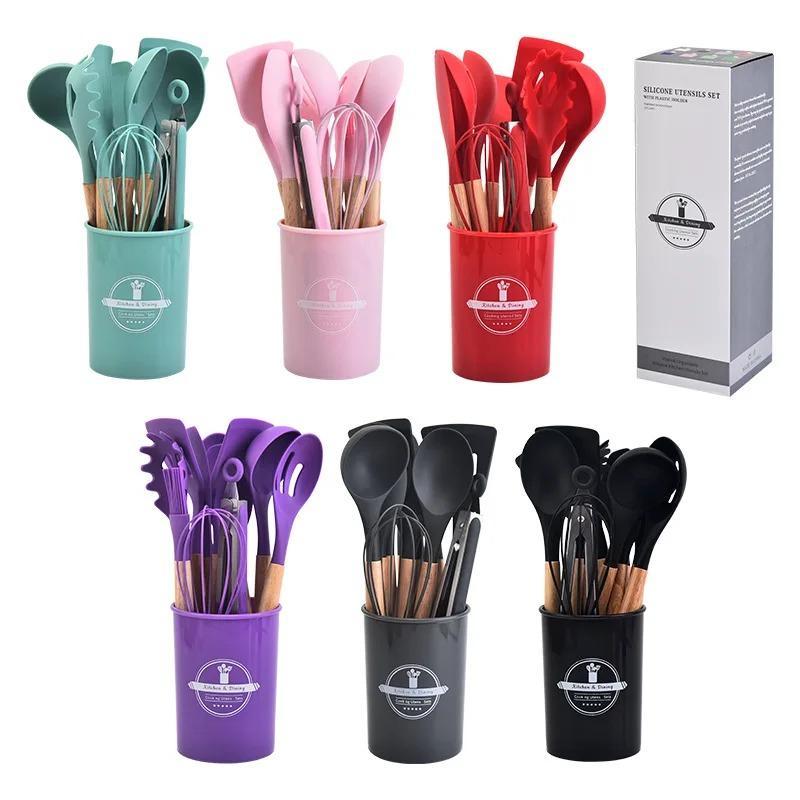 Colorful Silicone Cooking Utensils Set - 12 Durable Non-Stick Kitchen Tools for Effortless Food Rele