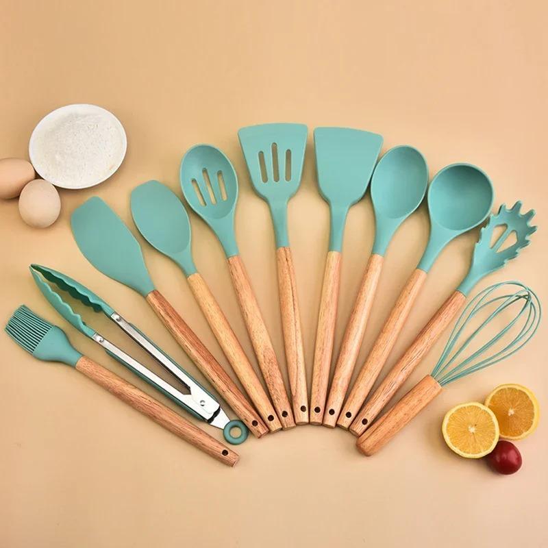 Colorful Silicone Cooking Utensils Set - 12 Durable Non-Stick Kitchen Tools for Effortless Food Rele