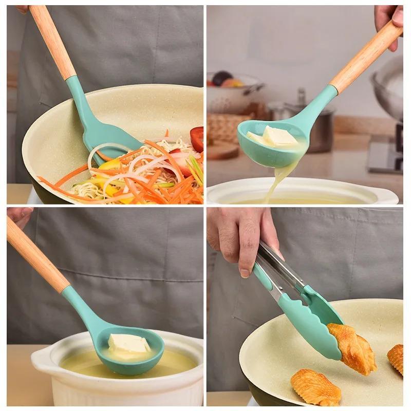 Colorful Silicone Cooking Utensils Set - 12 Durable Non-Stick Kitchen Tools for Effortless Food Rele