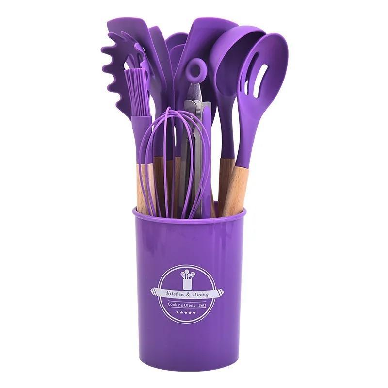 Colorful Silicone Cooking Utensils Set - 12 Durable Non-Stick Kitchen Tools for Effortless Food Rele