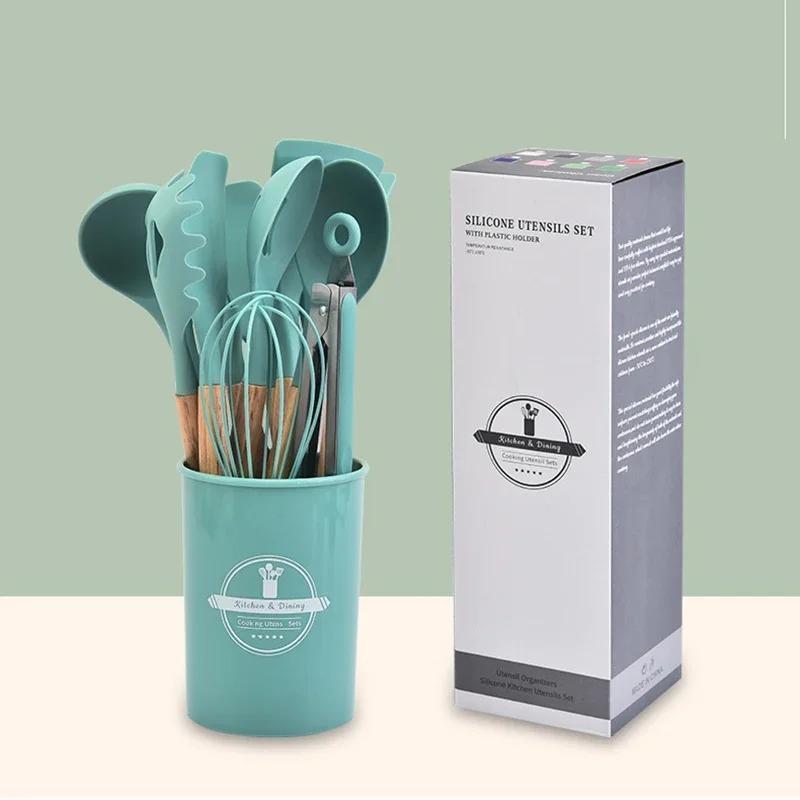 Colorful Silicone Cooking Utensils Set - 12 Durable Non-Stick Kitchen Tools for Effortless Food Rele