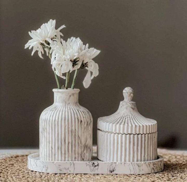 Mini Vase Set - 3 Pcs Stylish Stone Vases for Home Décor